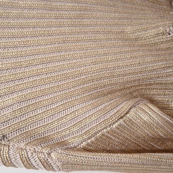 NWT GORGEOUS METALLIC GOLDEN FOIL KNIT CROP SWEATER - Picture 11 of 11